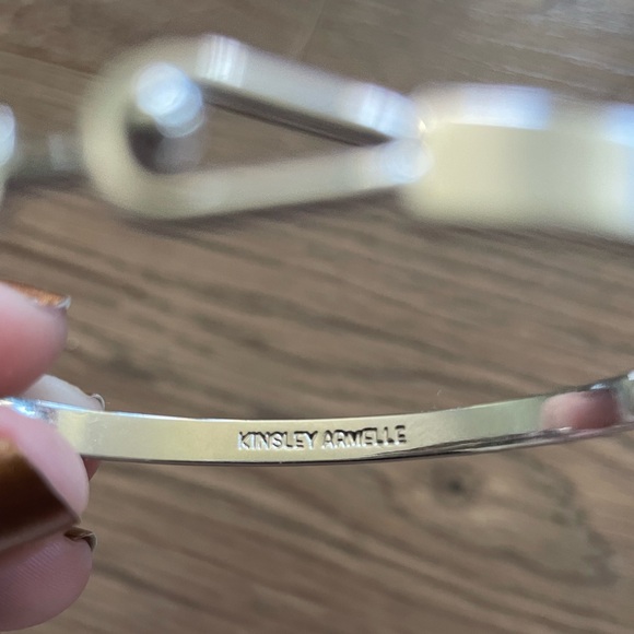 Kinsey Armelle Thin Silver Cuff Bangle with Hook Closure - Picture 3 of 5